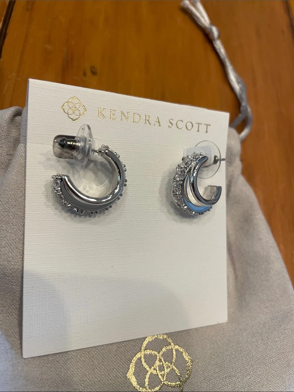 Kendra Scott Livy Huggie Earrings Rhodium Metal
